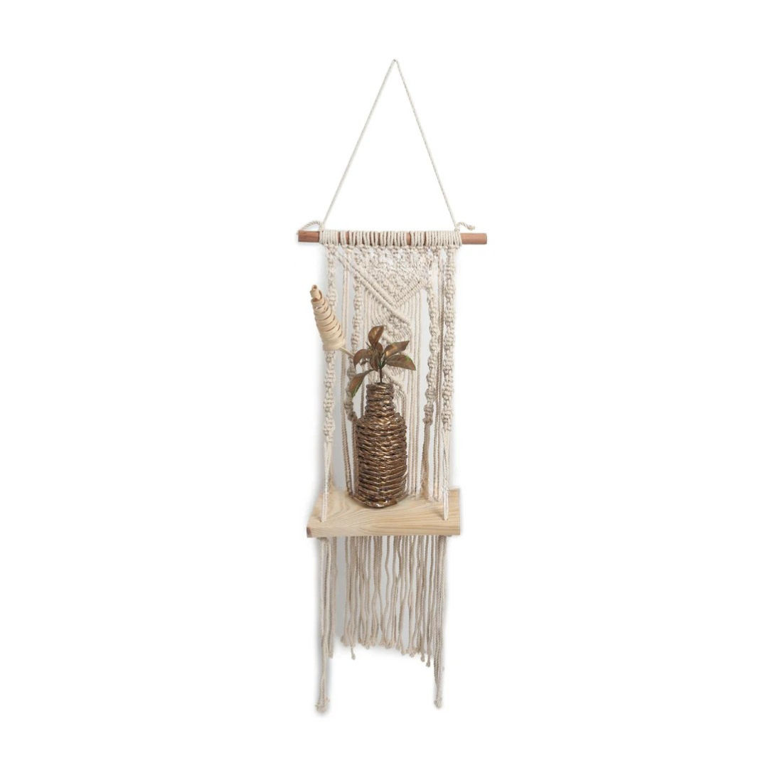 Artisanal Macrame Wall Hanging Shelf Rustic Storage Solution